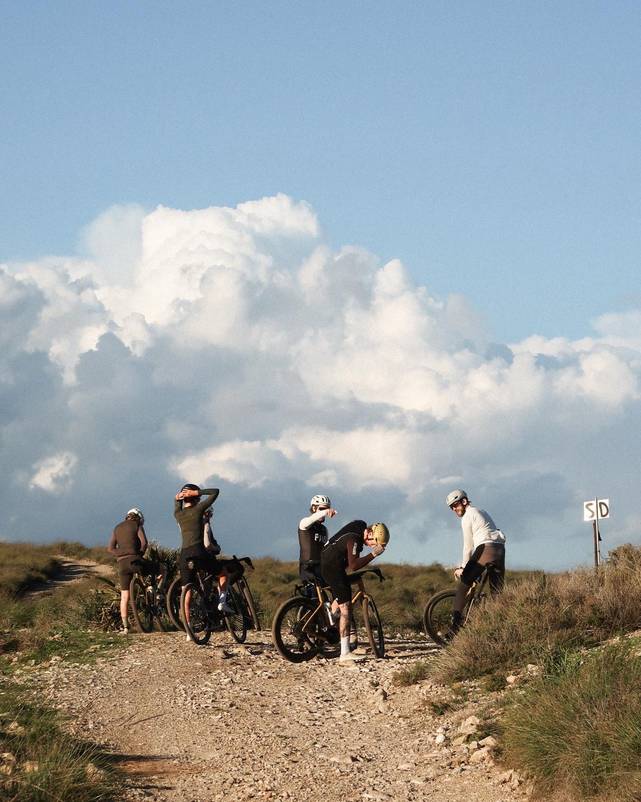 Cyclists at sunset in Andalusia